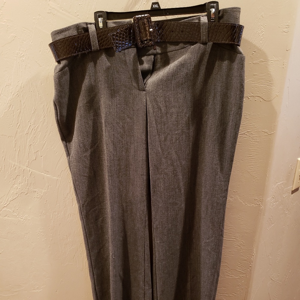 Grey Trousers with Thick Black Belt